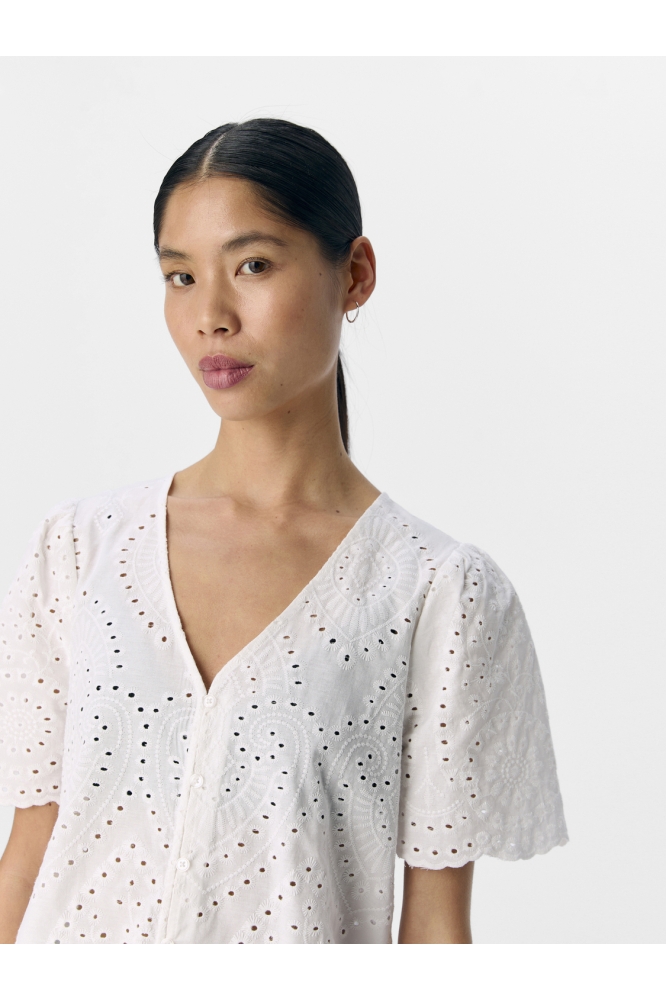 OBJBITTEN S/S RE V-NECK TOP DIV 23046824 Cloud Dancer
